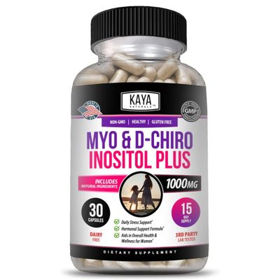 Kaya Naturals Myo &amp; D-Chiro Inositol Plus Support for Women, Vitamin B8-30 Capsules