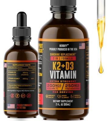 Vitamin D3 K2 Drops - Liquid Vitamins for Women, Men &amp; Teen Vitamins - Bone Strength Supplements - D3 K2 Mt Vitamins for Immune Support &amp; Heart Health - Vitamin D3 10000 Iu Liquid K2 Drops - 2 oz