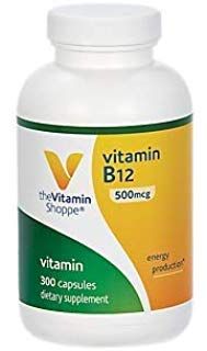 Vitamin B12 500mcg - Supports Energy Production, Once Daily Dietary Supplement - Vitamin B-12 (As Cyanocobalamin), Gluten &amp; Dairy Free (300 Capsules) by The Vitamin Shoppe