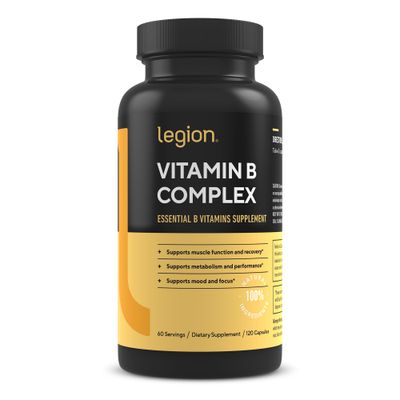 LEGION Vitamin B-Complex (120 Capsules) - Vitamin B Complex with Choline and Inositol Supports Mood &amp; Liver Function - Vegan B Complex Vitamins Support Energy Metabolism &amp; Muscle Function
