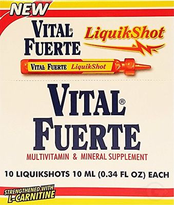 Vital Fuerte Liquid Shot Multivitamin &amp; Mineral Supplement 10 Units of 15 ml. - Suplemento Multivita (Pack of 1)