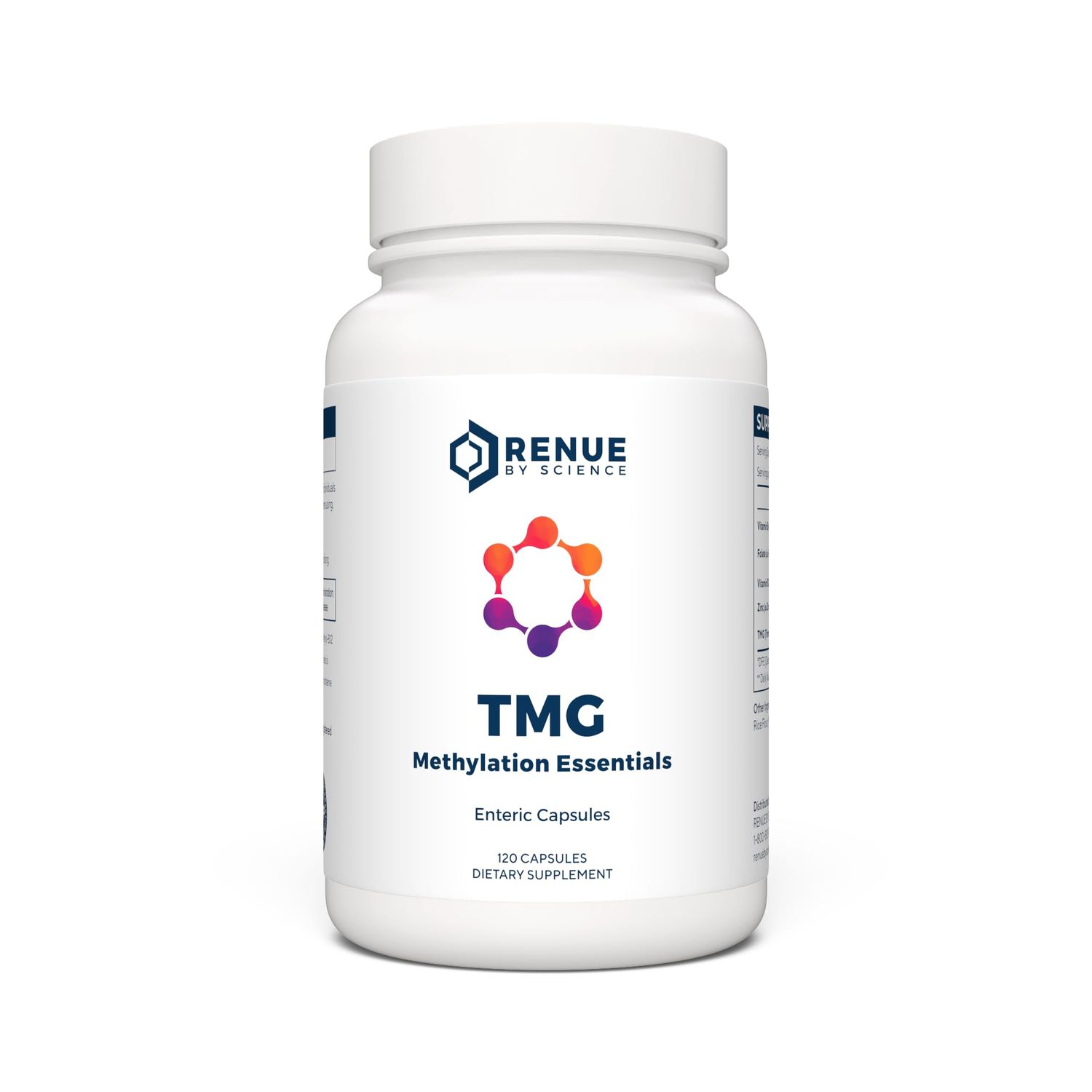 Renue By Science TMG | High Strength TMG Supplements | 120 Trimethylglycine Capsules - 900mg TMG per Serving with Vitamin B12 Vitamin B6 Folate &amp; Zinc | Made in The USA &amp; Third-Party Tested