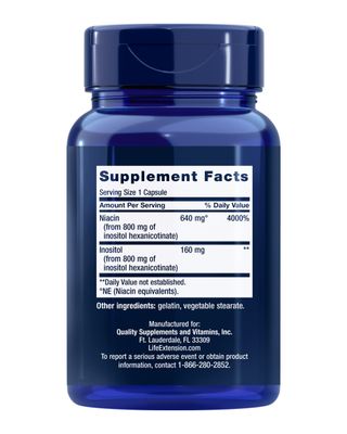 Life Extension No Flush Niacin, B3 for Heart Health, Cholesterol &amp; Energy Support, Non-GMO, Gluten-Free, 100 Capsules