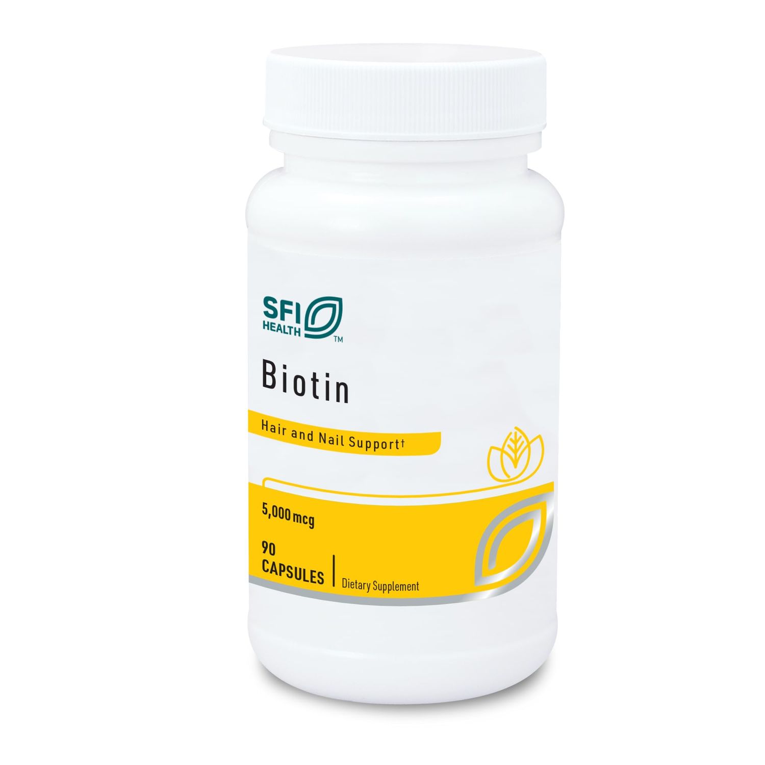 Klaire Labs Biotin 5000mcg - High Potency Biotin Supplement - Vitamin Involved in Skin &amp; Hair Nutrition - Corn-Free, Small, Easy-to-Swallow Hypoallergenic Biotin Pills (90 Caps)