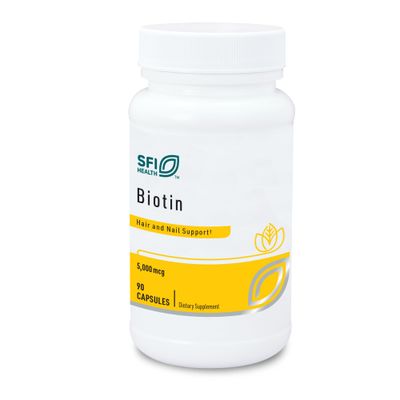 Klaire Labs Biotin 5000mcg - High Potency Biotin Supplement - Vitamin Involved in Skin &amp; Hair Nutrition - Corn-Free, Small, Easy-to-Swallow Hypoallergenic Biotin Pills (90 Caps)