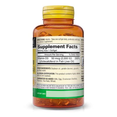 MASON NATURAL Vitamin Ultra Strength D3 2000 IU Softgels, 60 Count, Pack of 3