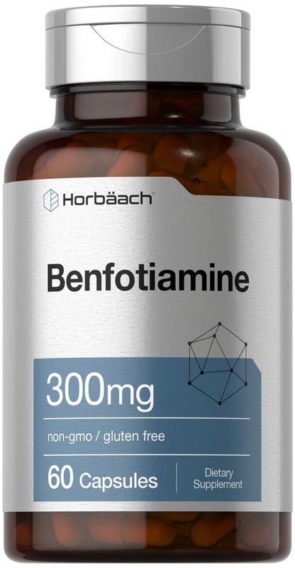 Horbach Benfotiamine 300mg | 60 Capsules | Non-GMO, Gluten Free Supplement