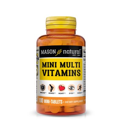 MASON NATURAL Mini Multi Vitamins, Vitamins A, C, D3, E, B1, B2, B3, B6, B12, Folate and Calcium for Overall Health, 100 Day Supply