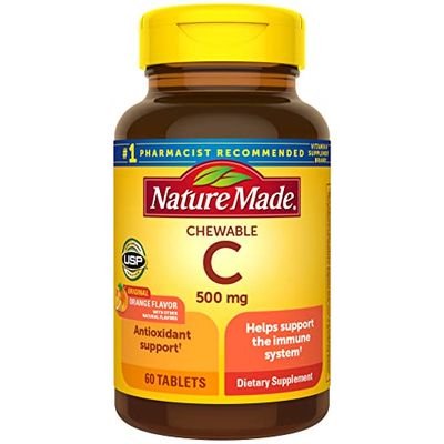 Nature Made Chewable Vitamin C 500 mg Tablets, 60 Count to Help Support the Immune System (Pack of 3)