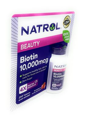 Natrol Biotin BEAUTY 5,000 mcg, 250 Fast Dissolve Tablets