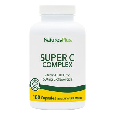Natures Plus Super C Complex - 180 Capsules, Pack of 2 - with 1000 mg Vitamin C &amp; 500 mg Bioflavonoids - Vegan, Gluten Free - 180 Total Servings