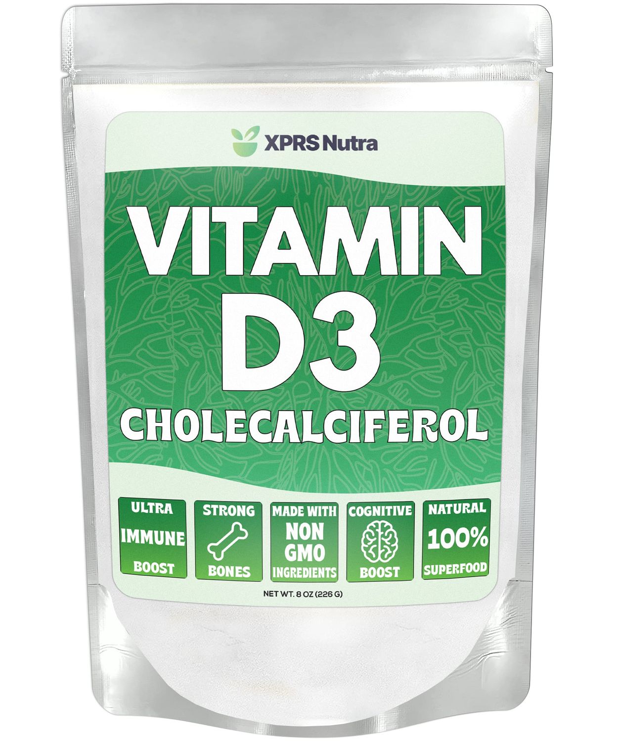 XPRS Nutra Vitamin D3 Powder (Cholecalciferol) - Unflavored VIT D Powder for Bones and Immunity - Vitamin D3 Powder for Muscle Function - Vitamin D Powder Supplements (8 Ounce)