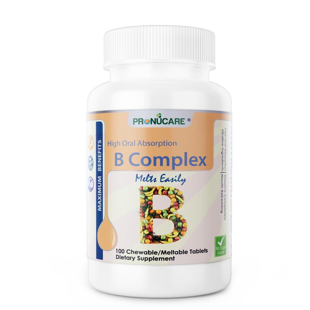 PRONUCARE Vitamin b Complex Nice Refreshing Taste Sugar Free Chewable-Meltable Ultrafine Easy Oral Absorption high Density Lozenge Tablet 100CT