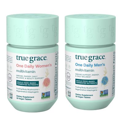 True Grace One Daily Mens Multivitamin (30 Vegan Tablets) + One Daily Womens Multivitamin (30 Vegan Tablets) - Non-GMO &amp; Gluten Free - 30-Day Supply of Each