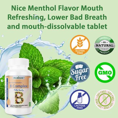 PRONUCARE Vitamin b Complex Nice Refreshing Taste Sugar Free Chewable-Meltable Ultrafine Easy Oral Absorption high Density Lozenge Tablet 100CT