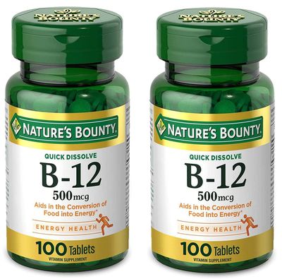 Nature&#39;s Bounty Vitamin B12, Supports Energy Metabolism and Nervous System Health, 500mcg, Tablets, 100 Ct (Pack of 2)