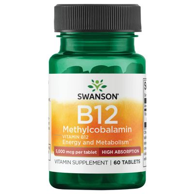 Swanson Vitamin B-12 Methylcobalamin High Absorption 5000 mcg 60 Tabs