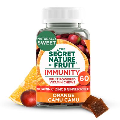 The Secret Nature of Fruit Immunity Chews, Real Fruit Powered Vitamin Chews with Vitamin C, Zinc, Ginger Root, Orange &amp; Camu Camu for Immune Support (60 Count)