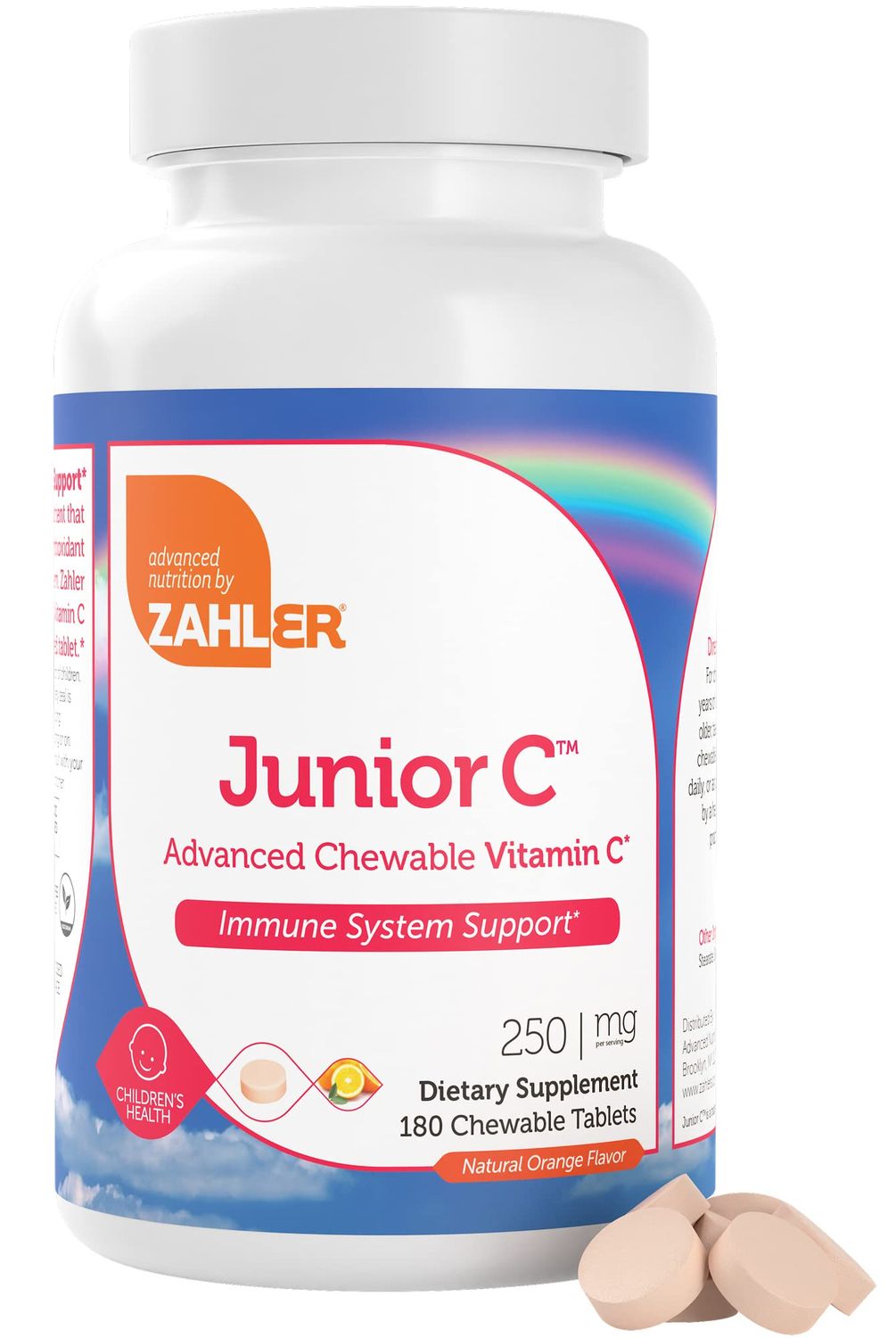 Zahler Junior C Advanced Chewable Vitamin C for Kids - Immune Support Kids Vitamins in Delicious Orange Flavor - Kosher Kids Vitamin C for Immunity - Vitamin C Chewable Antioxidant - (180 Count)