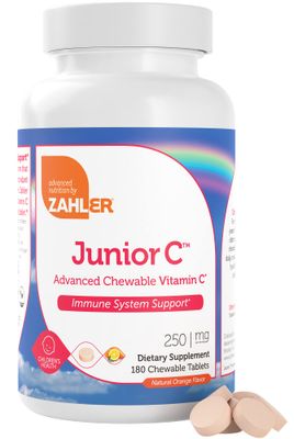 Zahler Junior C Advanced Chewable Vitamin C for Kids - Immune Support Kids Vitamins in Delicious Orange Flavor - Kosher Kids Vitamin C for Immunity - Vitamin C Chewable Antioxidant - (180 Count)