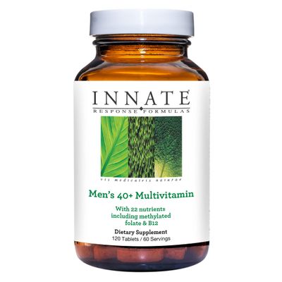 Innate Response Formulas Mens 40+ Multivitamin - Daily Multivitamin for Men 40 and Over - Iron-Free - Includes Vitamins B12, B6, and D3 - Vegetarian and Non-GMO - 120 Tablets (60 Servings)