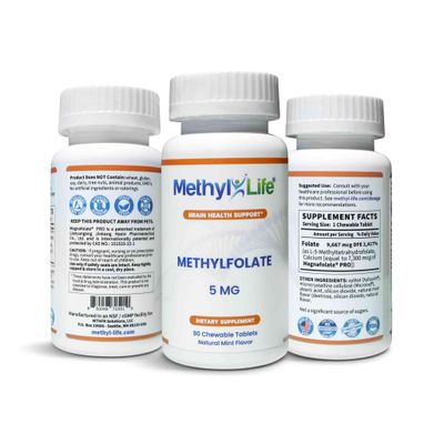 Methyl-Life Purest L-Methylfolate 5 mg Active Folate - 3 Months Supply. Chewables. Non-GMO. Gluten Free Methylfolate