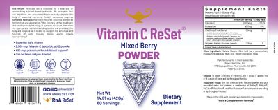 RnA ReSet - Vitamin C Reset Drink Powder Supplement for Immune Support, 14.81 oz