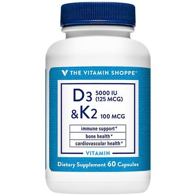 Vitamin D3 &amp; K2 - Immune Support &amp; Bone Health - 5,000 IU (60 Capsules)