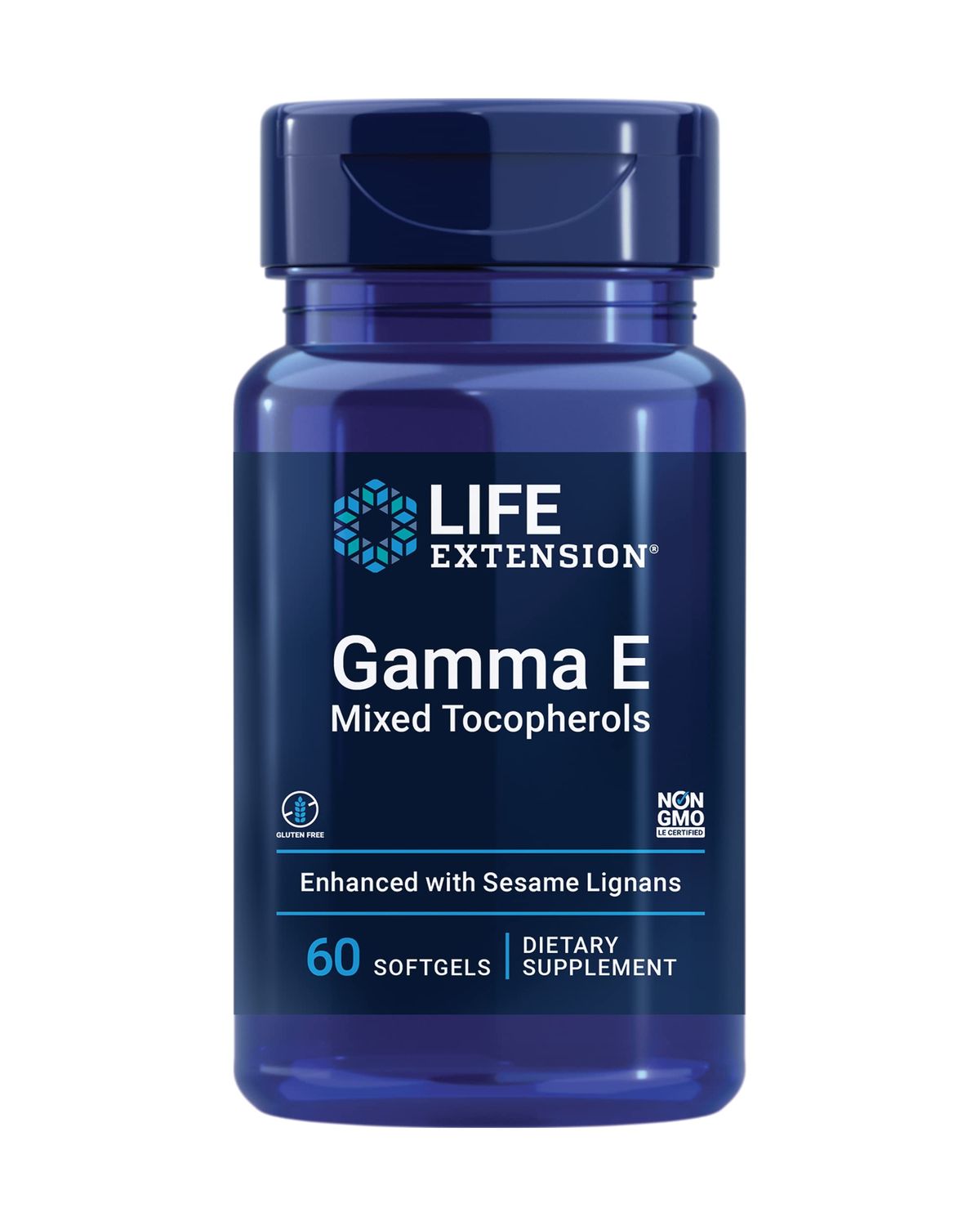 Life Extension Gamma E Mixed Tocopherols - Complete D-Alpha Vitamin E Supplement for Heart Health and Skin Care - Gluten-Free, Non-GMO - 60 Softgels
