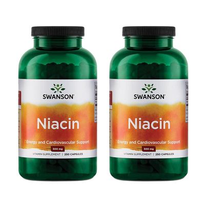 Swanson Niacin (B3) Cardio Health Support Carbohydrate Metabolism 500 Milligrams 250 Capsules (2 Pack)