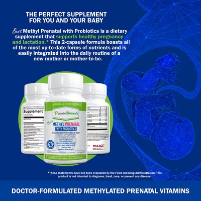 Power By Naturals Prenatal Probiotic Blend Vitamins w/Methylfolate, B12, Iron, Ginger &amp; 27+ Essential Nutrients for Healthy Pregnancy, Prenatal Probiotics for Women, Pregnancy Probiotic, 60 Capsules