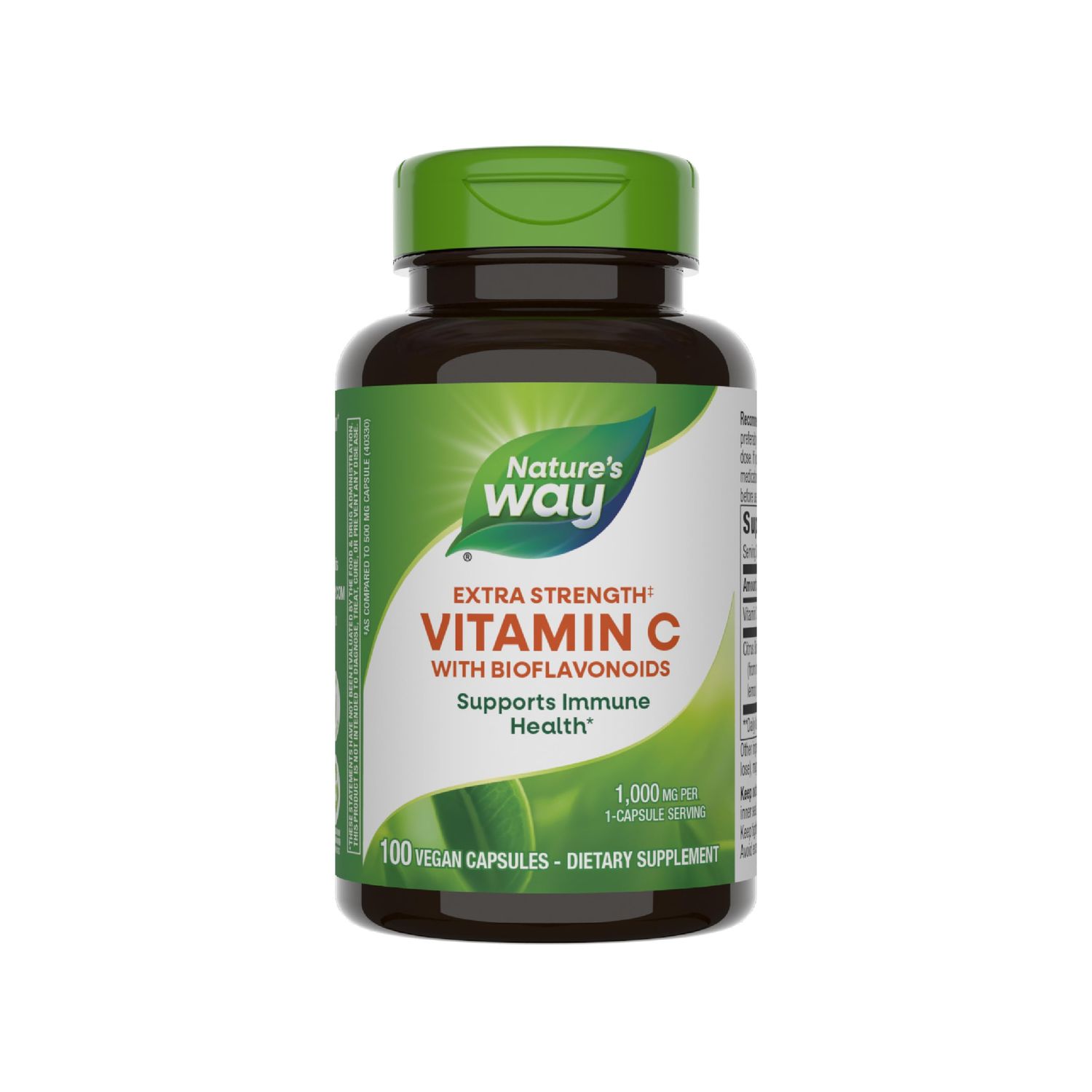 Natures Way Vitamin C with Bioflavonoids - Extra Strength - 1 g Vitamin C as Ascorbic Acid - Citrus Bioflavonoids - For Immune Support* - Gluten Free &amp; Dairy Free - 100 Capsules