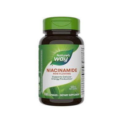Nature&#39;s Way Niacinamide, Supports Cellular Energy*, 500mg per Serving, 100 Capsules