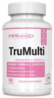 PEScience TruMulti Women&#39;s, Multivitamin with Premium Quality Vitamin C, D, Zinc for Immune &amp; Stress Support, 90 Capsules