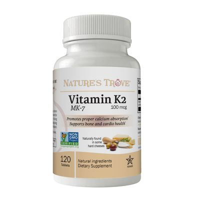 Nature&#39;s Trove Vitamin K2 MK7 Supplement, 100mcg, 120 Count, Vegan