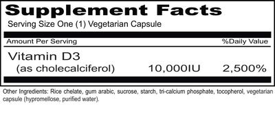 Priority One Vitamins Sun D3 10,000 90 Vegetarian Capsules - The Most bioavailable Form of Vitamin D (cholecalciferol).*