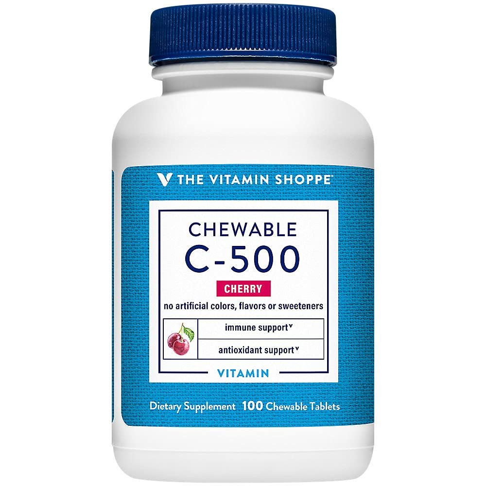 Chewable Vitamin C-500 with Acerola - Immune Support - 500 MG - Cherry (100 Chewable Tablets)