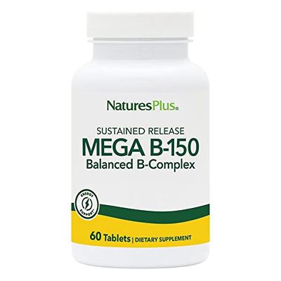 Natures Plus Mega B150 Complex, Sustained Release - 60 Vegetarian Tablets - Maximum Potency B Complex Vitamin Supplement - Gluten-Free - 60 Servings