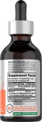 Horbach Vitamin D3 + K2 Liquid Drops | with MK7 | 2 Fl Oz | Vegetarian | Non-GMO, Gluten Free Supplement