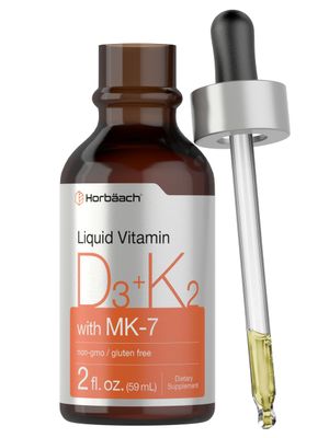 Horbach Vitamin D3 + K2 Liquid Drops | with MK7 | 2 Fl Oz | Vegetarian | Non-GMO, Gluten Free Supplement