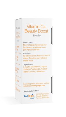 Hyalogic Vitamin C+ Beauty Boost Powder - Create an Incredible Skin Moisturizer by Adding our Powdered Vitamin C with ProVitamin B5 &amp; Glutathione to your Favorite Beauty Serum 0.21 Oz (6 Grams)