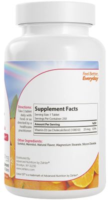 Zahler Junior D3 Vitamins 1000 IU - Chewable Vitamin D3 for Kids - Vitamin D for Kids to Support Bone, Teeth & Immune Health - Kosher Kids Vitamin D3 Orange Flavor - D3 Vitamins for Kids 250 Count.