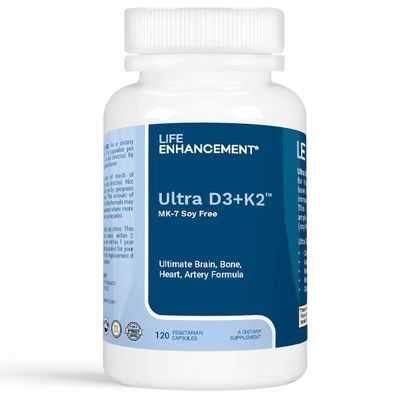 Life Enhancement Vitamin D3 K2-2000 IU with MK-7 Soy-Free - Supports Bone, Heart, and Immune Health - 120 Vegetarian Capsules