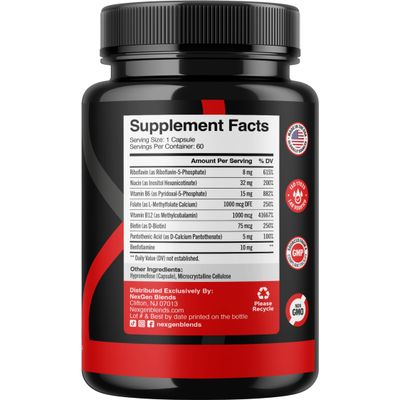 Methylated B Complex Vitamin Supplement - Bioactive Methyl B Complex with 5-MTHF Methyl Folate & B12 Methylcobalamin for Brain Heart Energy & Homocysteine Support - Super Vitamin B Complex - 60 Caps