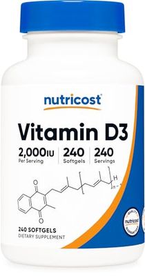 Nutricost Vitamin D3 2000 iu Softgels, 240 Softgels - Non-GMO &amp; Gluten Free