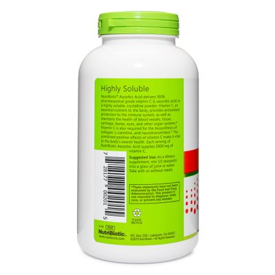 NutriBiotic Ascorbic Acid Vitamin C Powder, 16 Oz | Pharmaceutical Grade L-Ascorbic Acid, 2000 Mg Per Serving | Essential Immune & Antioxidant Collagen Support Supplement | Vegan, Gluten & GMO Free