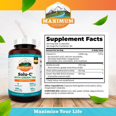 Maximum Living Solu-C with Green Tea, 120 Capsules