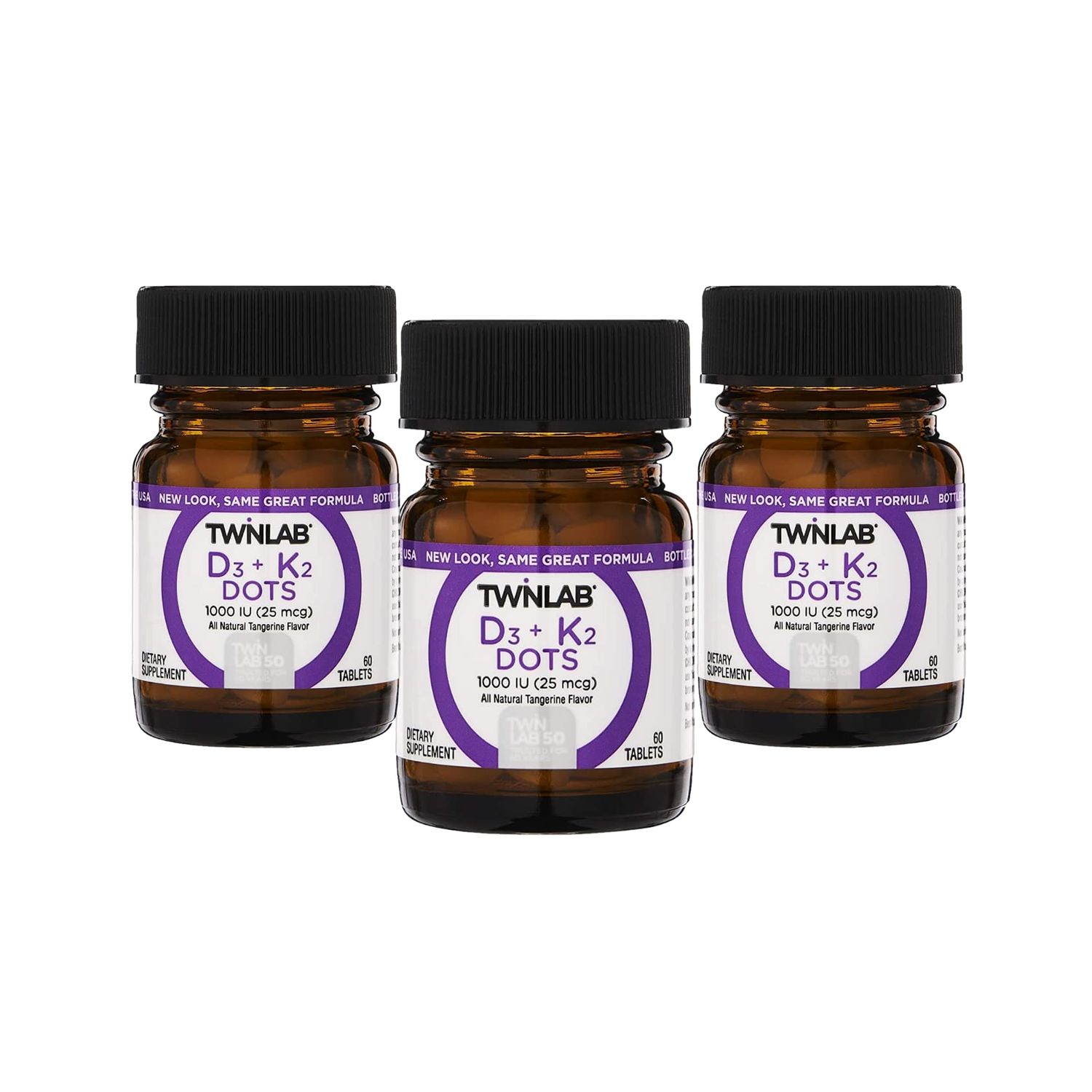 Twinlab Vit D3 1000 &amp; K2 Dots, 3 pk
