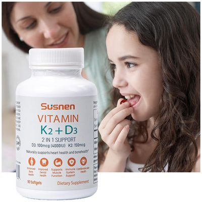 Vitamin K2+D3 Softgels Vitamin D3 4000IU K2 150mcg Dietary Supplement 2 in 1 D K Complex Support for Immune Calcium Absorption Bone Heart Dental Health Micro Ingredients(90 Softgels) Men Women Gift