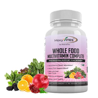 MoxyVites Daily Multivitamin for Women with Iron - Womens Multivitamin with 44 Organic Whole Food &amp; Fermented Nutrients - Daily Vitamin for Women Complete Multisystem Support, 90 Vegan Caps, Non GMO